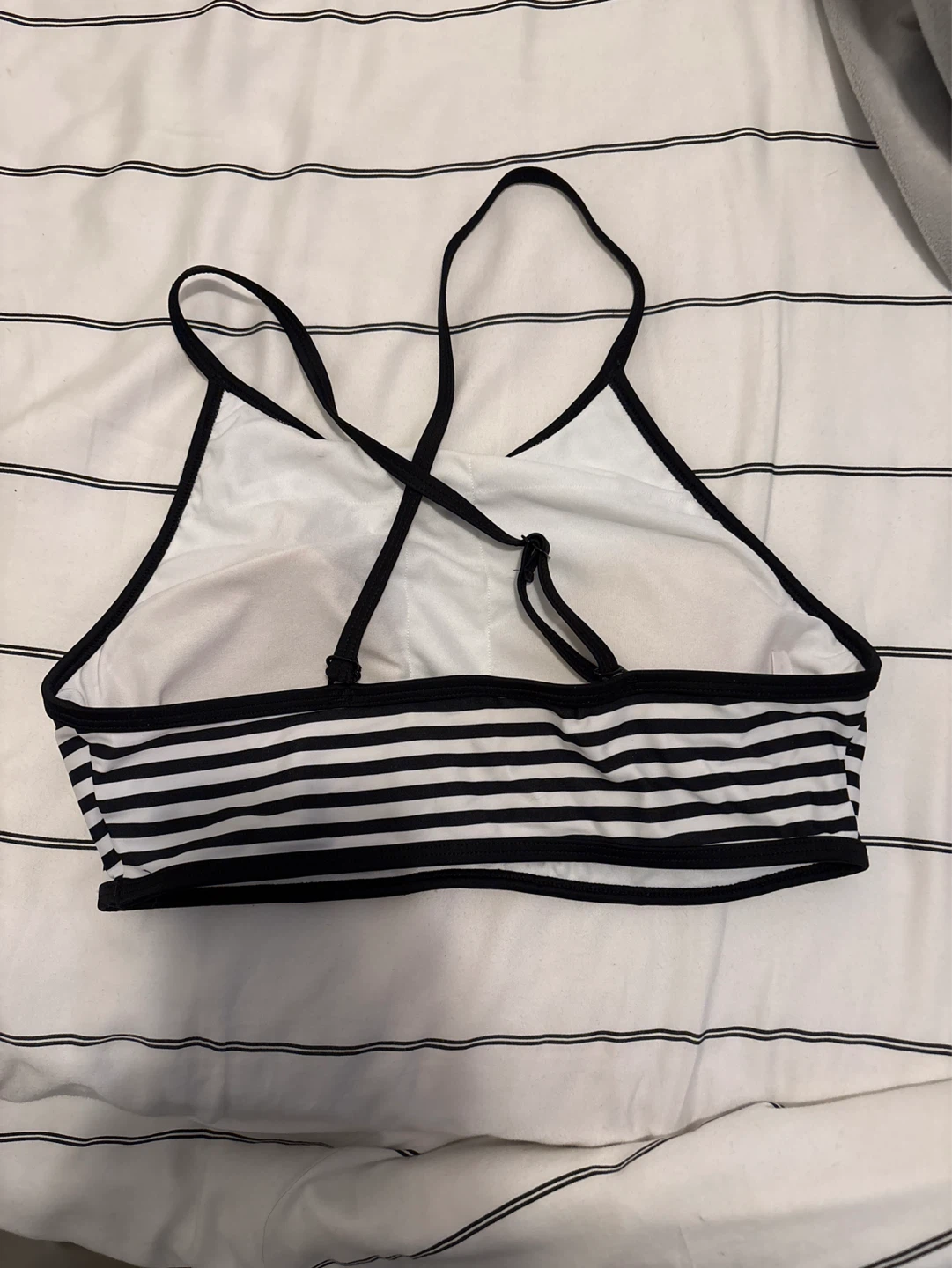 Black and White Striped Halter Bikini Top - photo 2