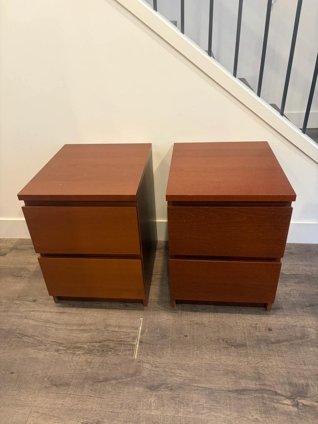 Pair of IKEA MALM nightstands brown