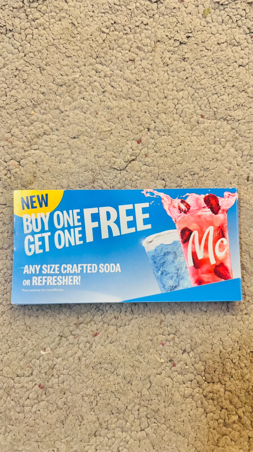 McDonald's Buy One Get One Free Crafted Soda or Refresher Coupon