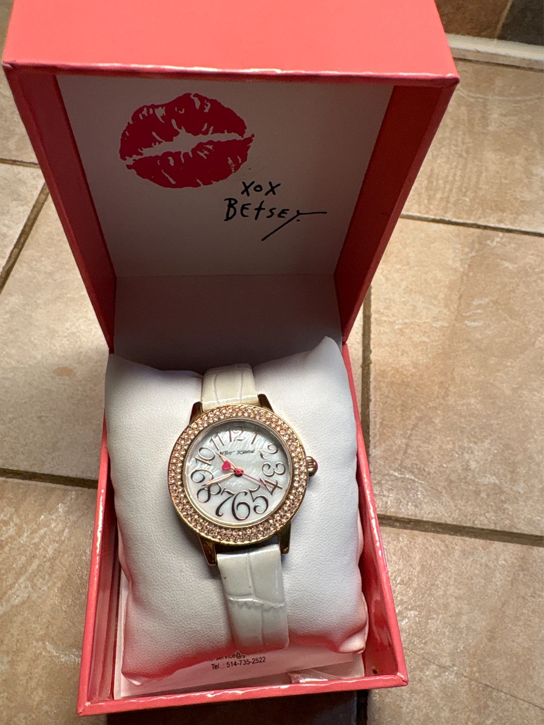 Betsey Johnson White Leather Watch with Rose Gold Tone Case - photo 2