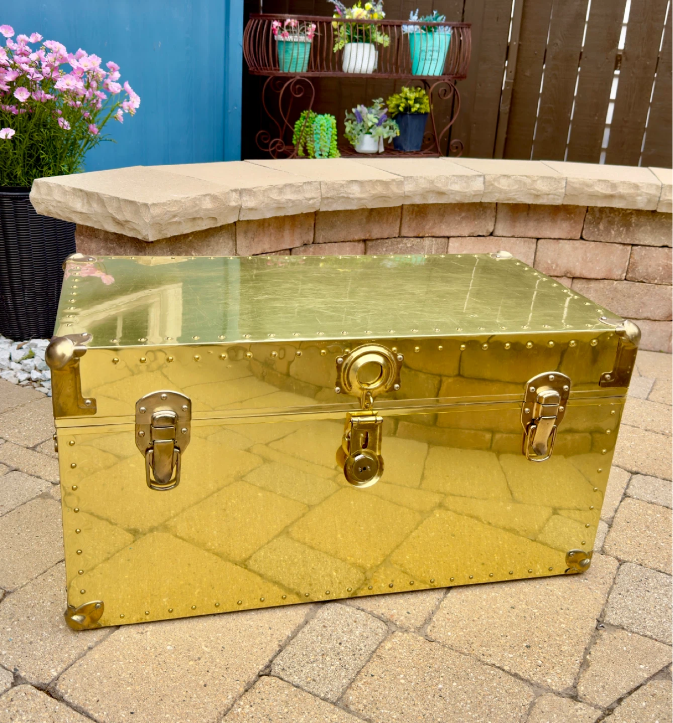 LARGE GOLD METAL TRUNK