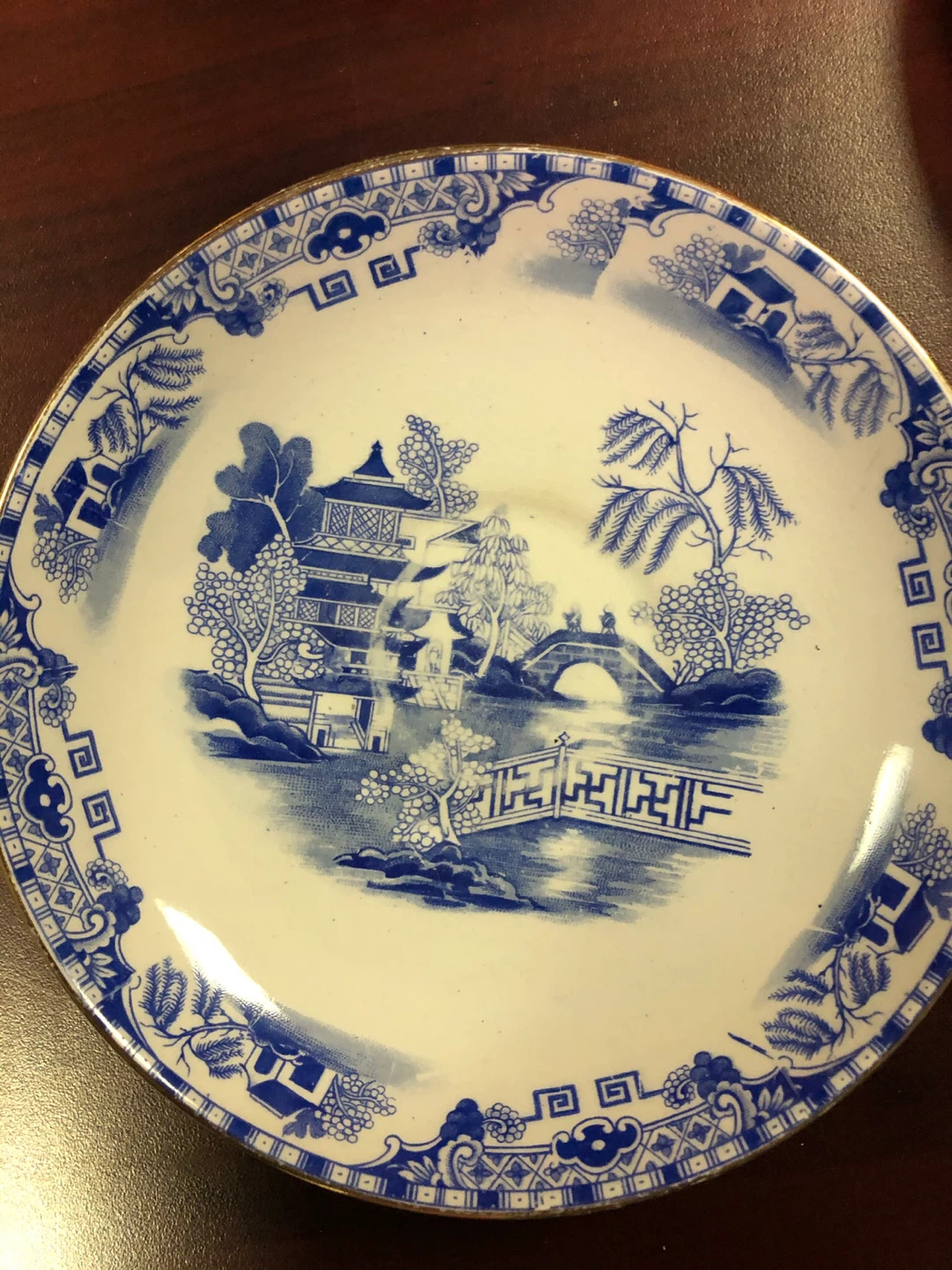 Blue and White Willow Pattern Saucer