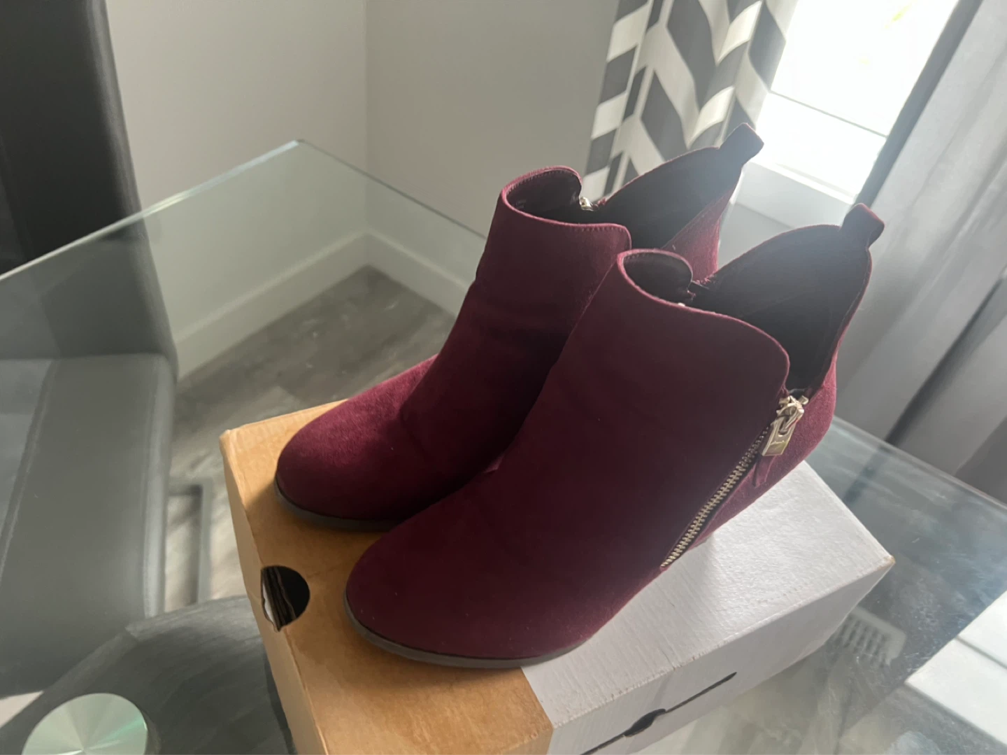 Burgundy Suede Ankle Boots - photo 2