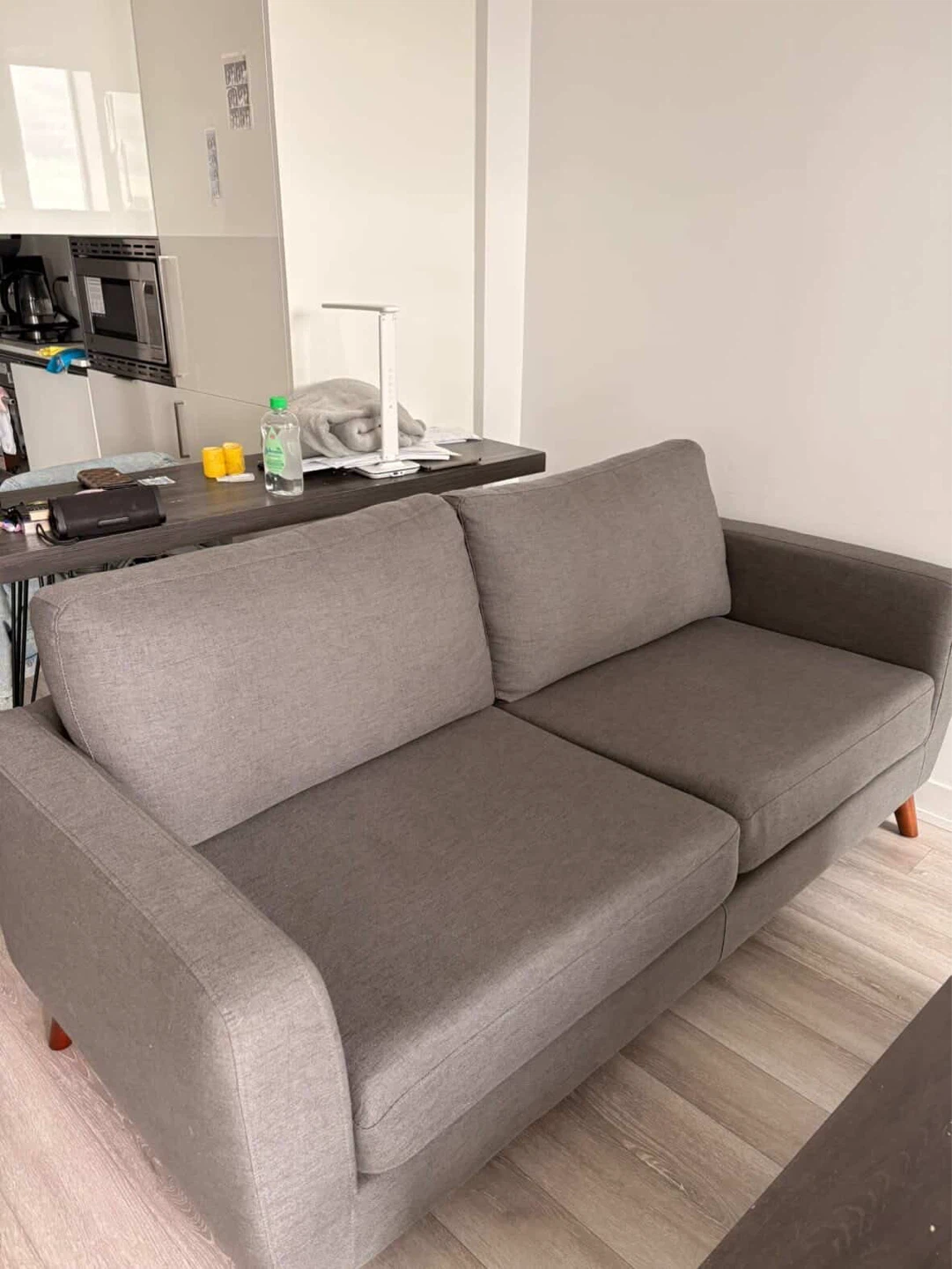 Grey Fabric Loveseat Sofa