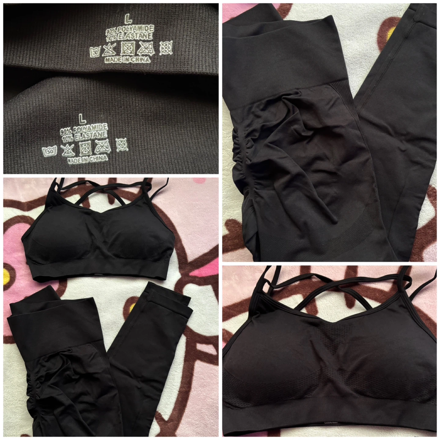 (SHEIN) Sports Bra & Leggings Set - *Size Women Large/Black*