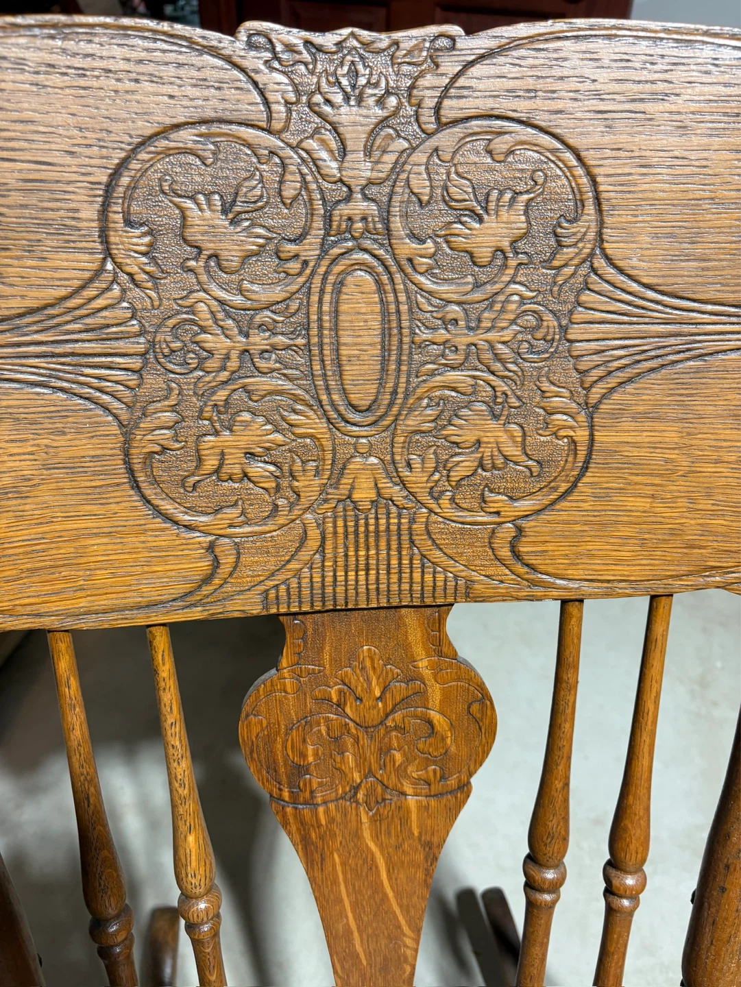 Vintage Wooden Arm Chair with Embossed Leather Seat - photo 2