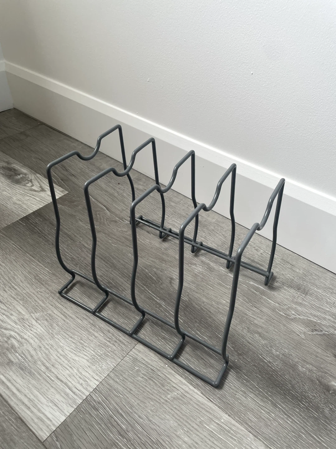 Grey Metal Pan and Pot Lid Organizer Rack