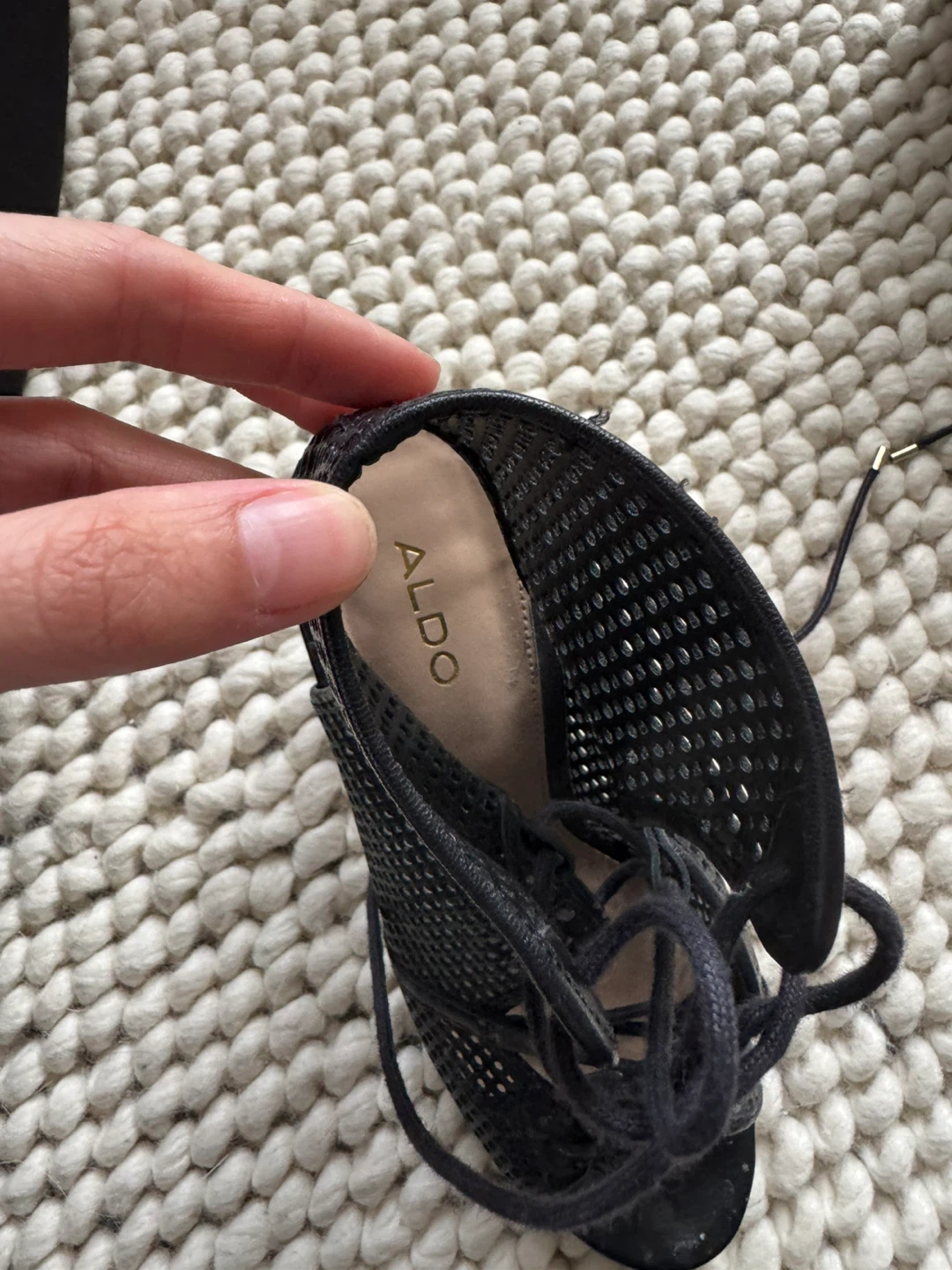 7.5 ALDO Black Lace-Up Heeled Sandals - photo 3