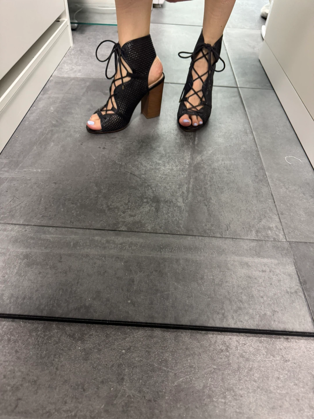 7.5 ALDO Black Lace-Up Heeled Sandals