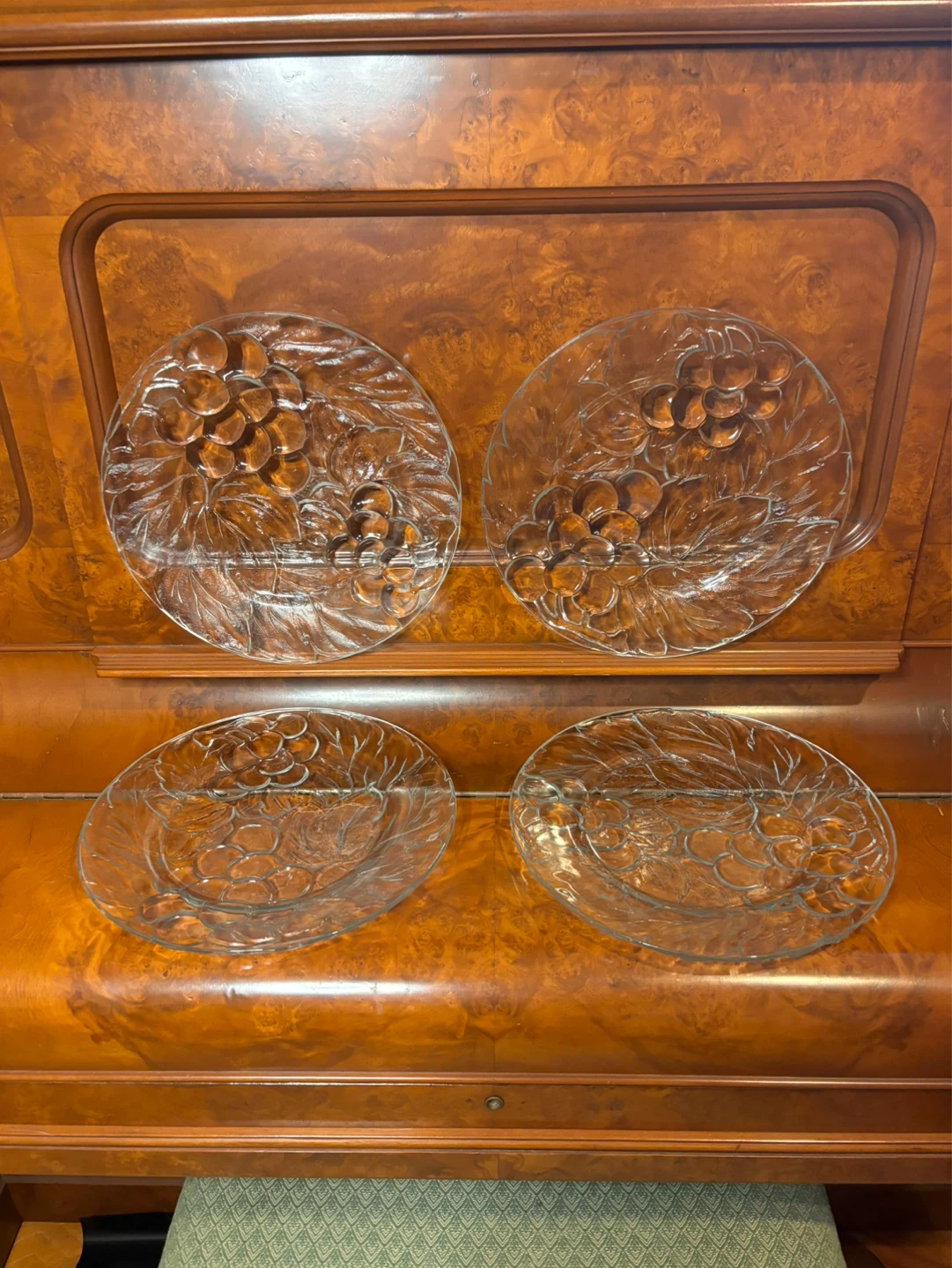 Vintage Grape Vine Clear Glass Dinner Plates – Set of 2 🍇