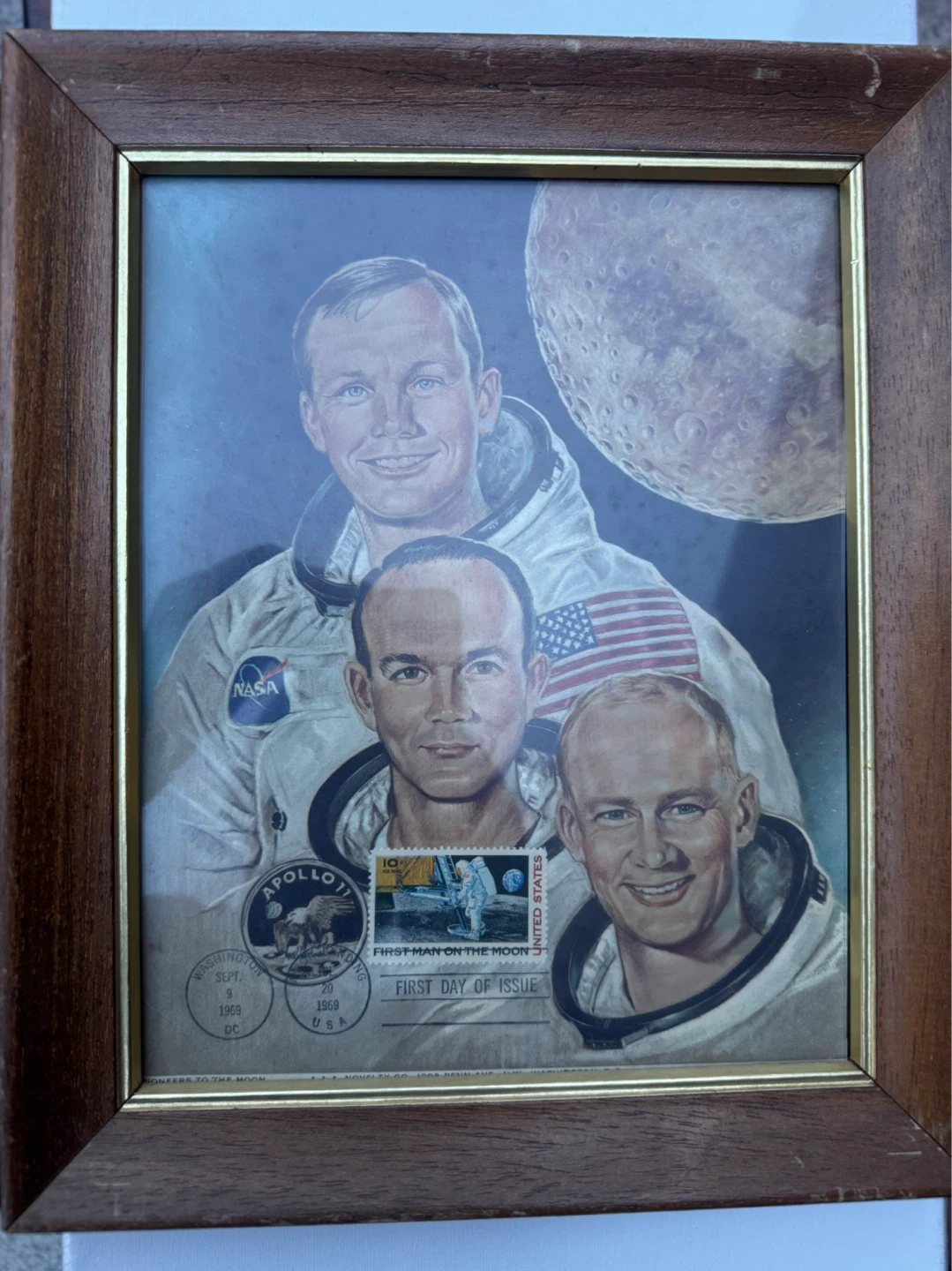 Apollo 11 First Day of Issue Framed Print with Stamp - photo 2