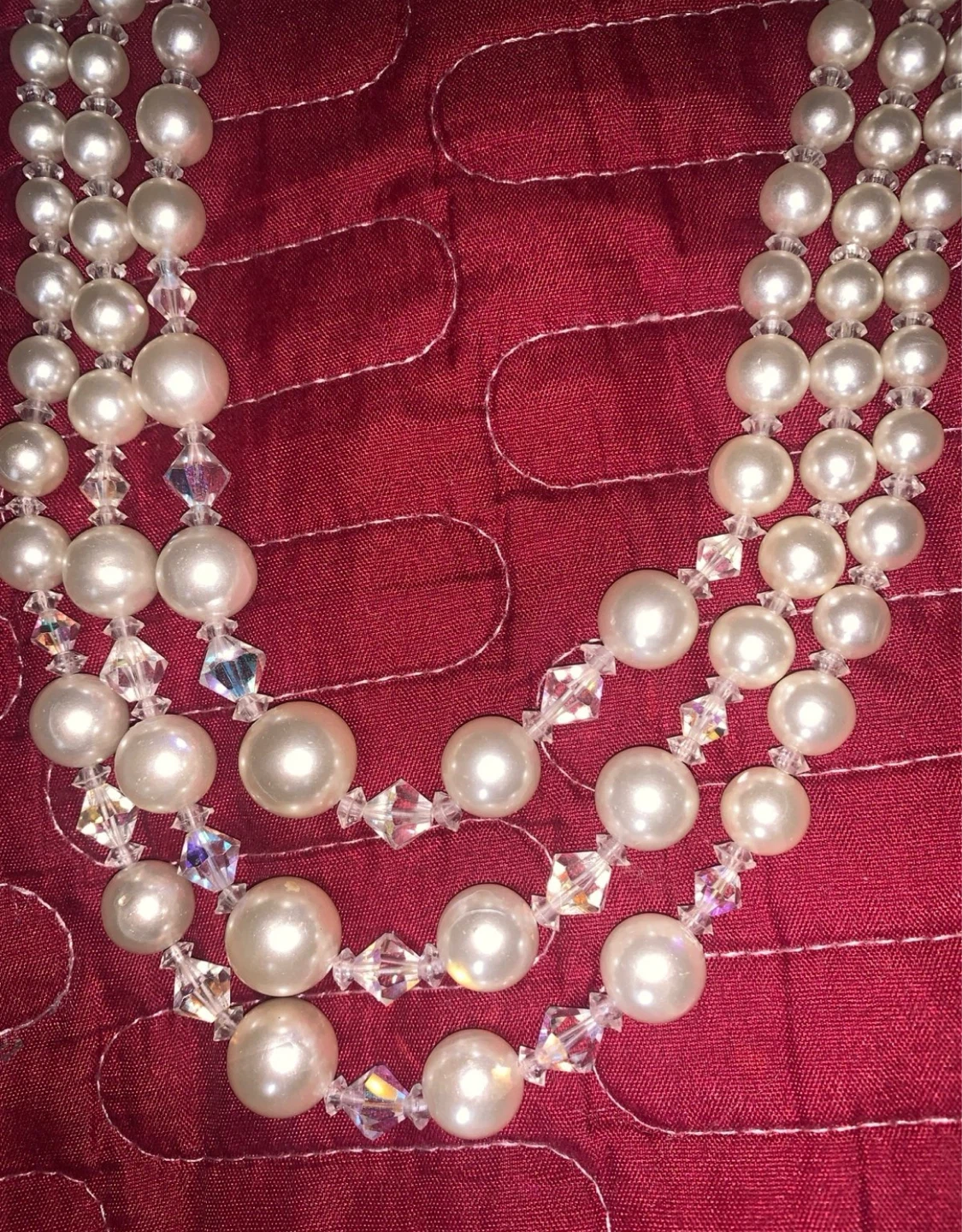 3-Strand Faux Pearl and Crystal Necklace - photo 3