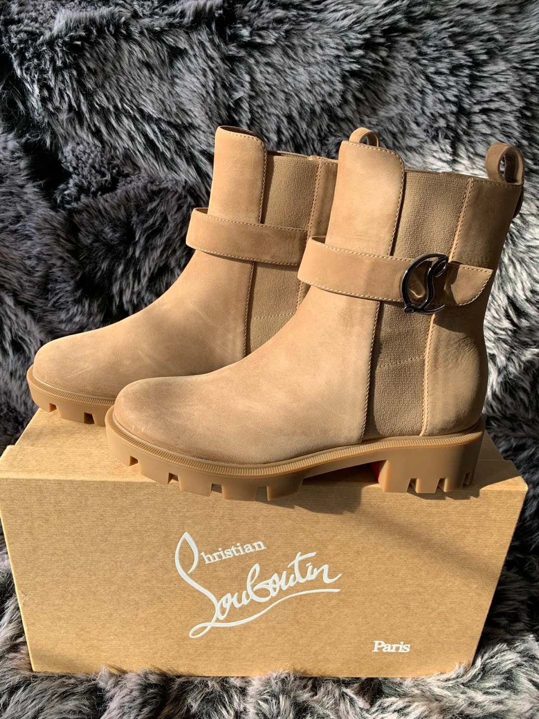 Christian Louboutin Chelsea Suede Ankle Boots.