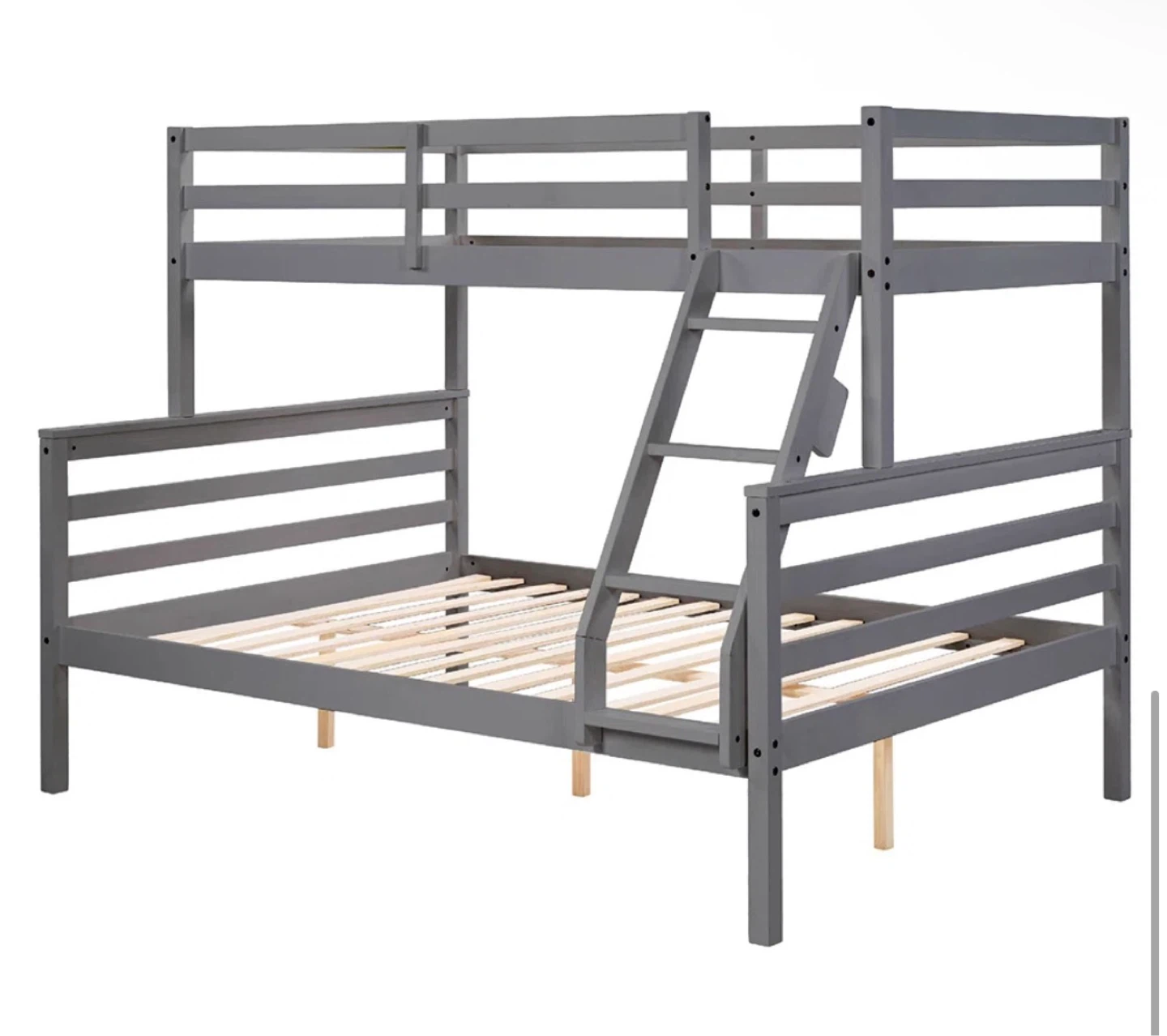 Grey Wooden Bunk Bed with Ladder - photo 4