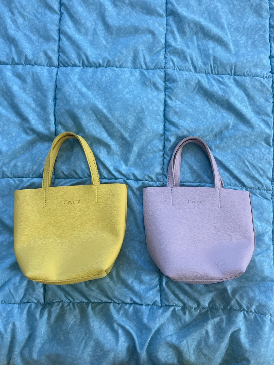 Crème Mini Tote Bags - Yellow and baby pink