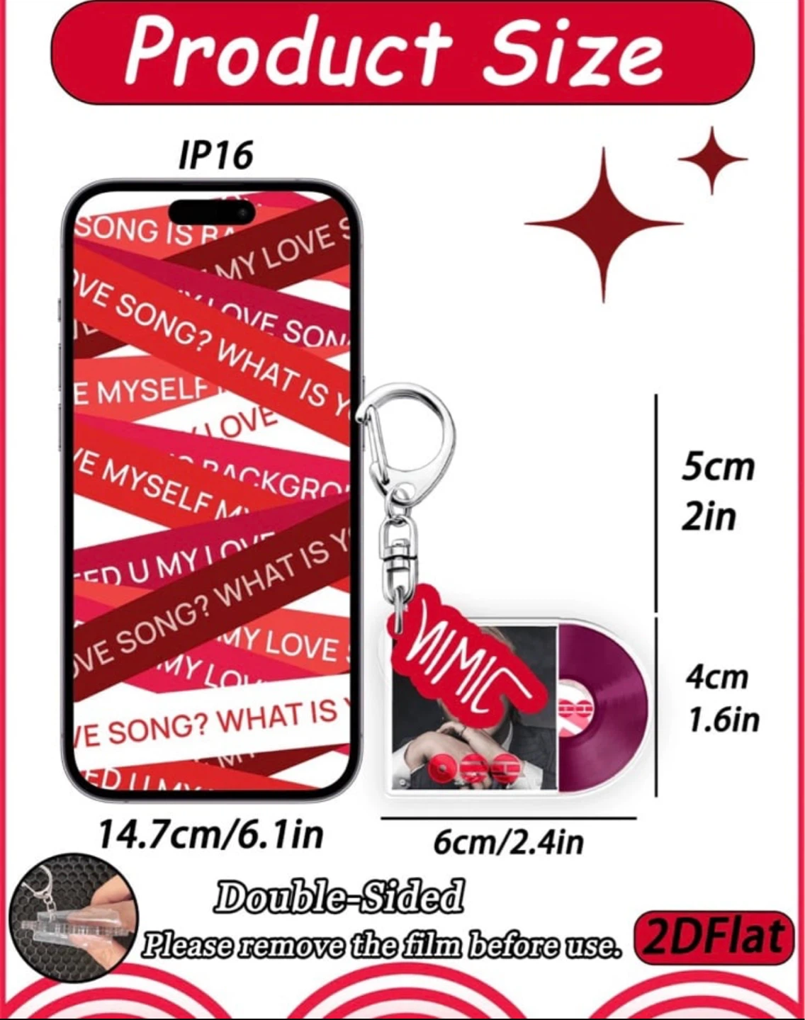 BTS Jungkook Double-Sided Vinyl Record Keychain - photo 2