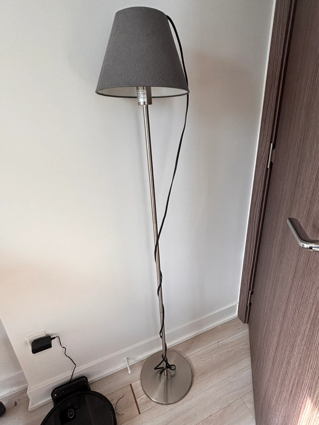 Grey Floor Lamp with Metal Stand