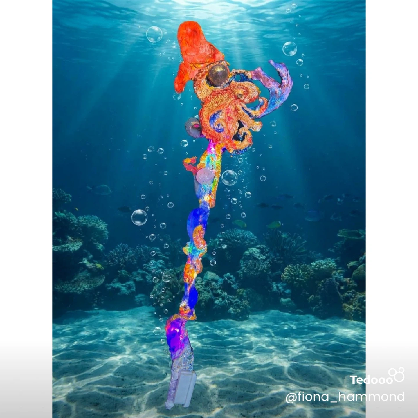 Handmade Mixed Media Sculpture - Mermaid & Octopus