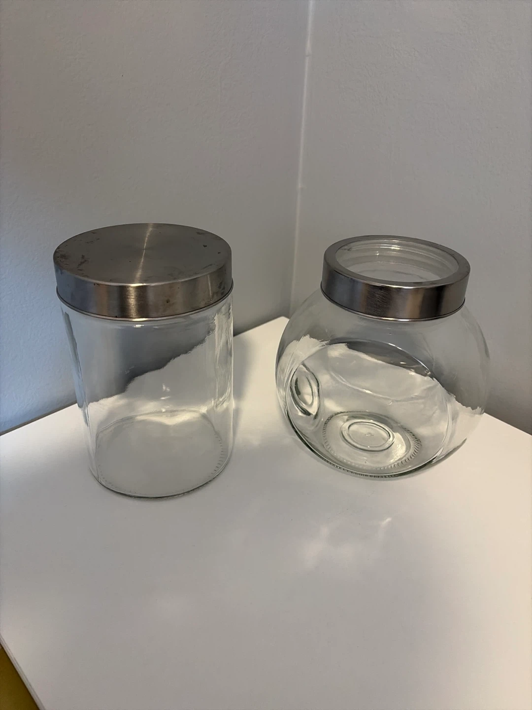 Glass Storage Jars with Metal Lids (Set of 2)