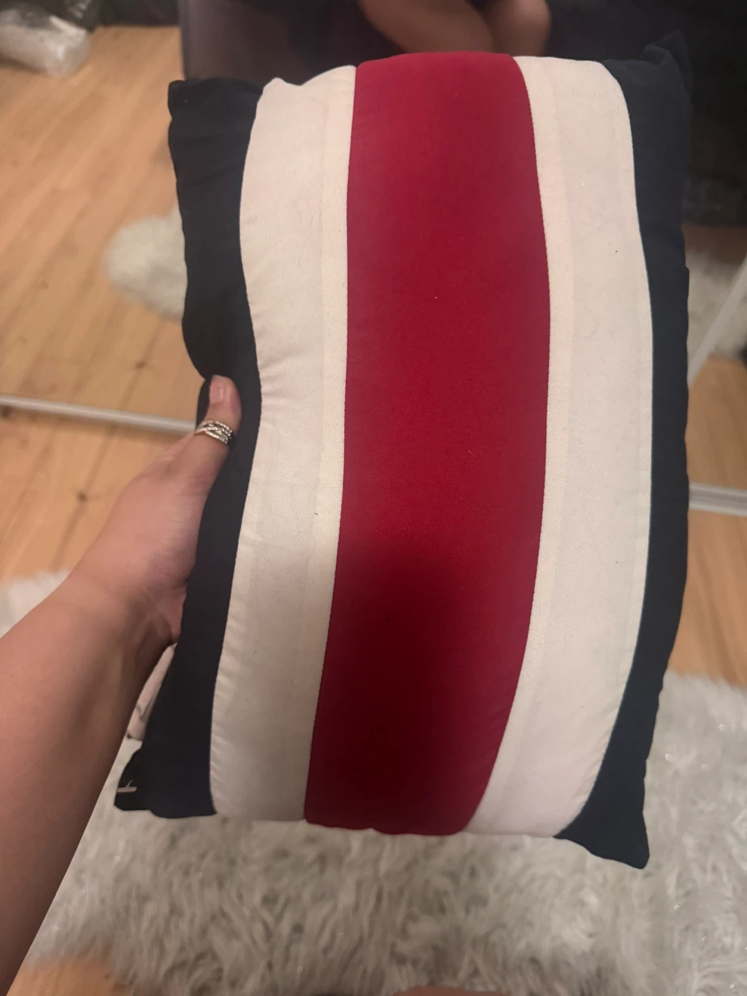 Decorative Pillow - Red, White, and Black Stripes