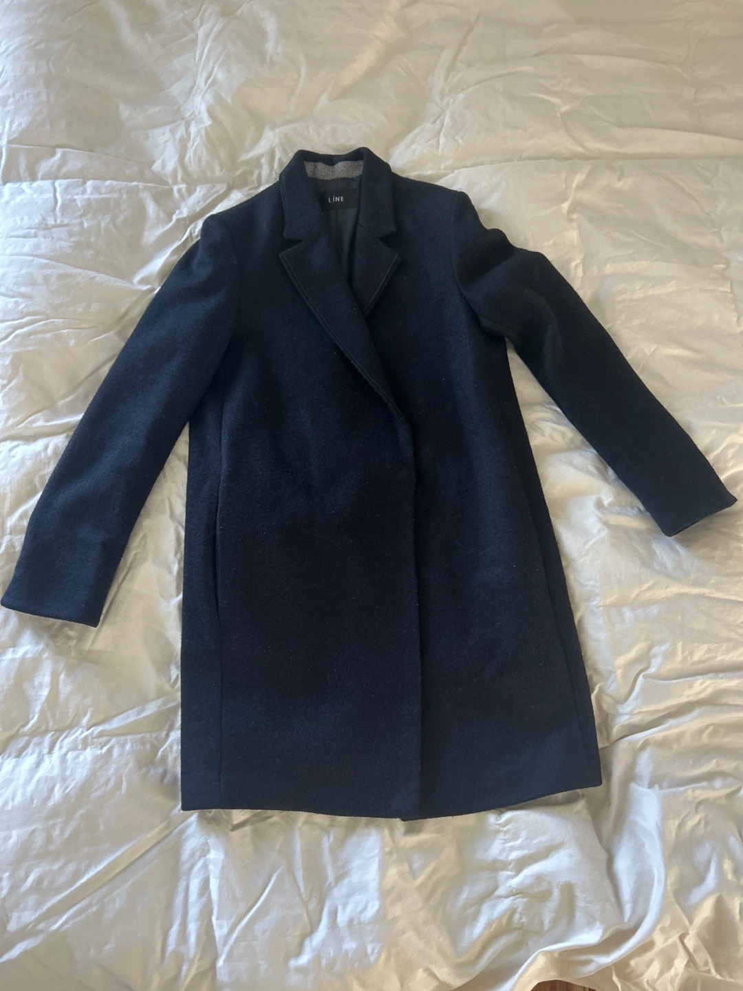 LINE Navy Wool Blend Coat