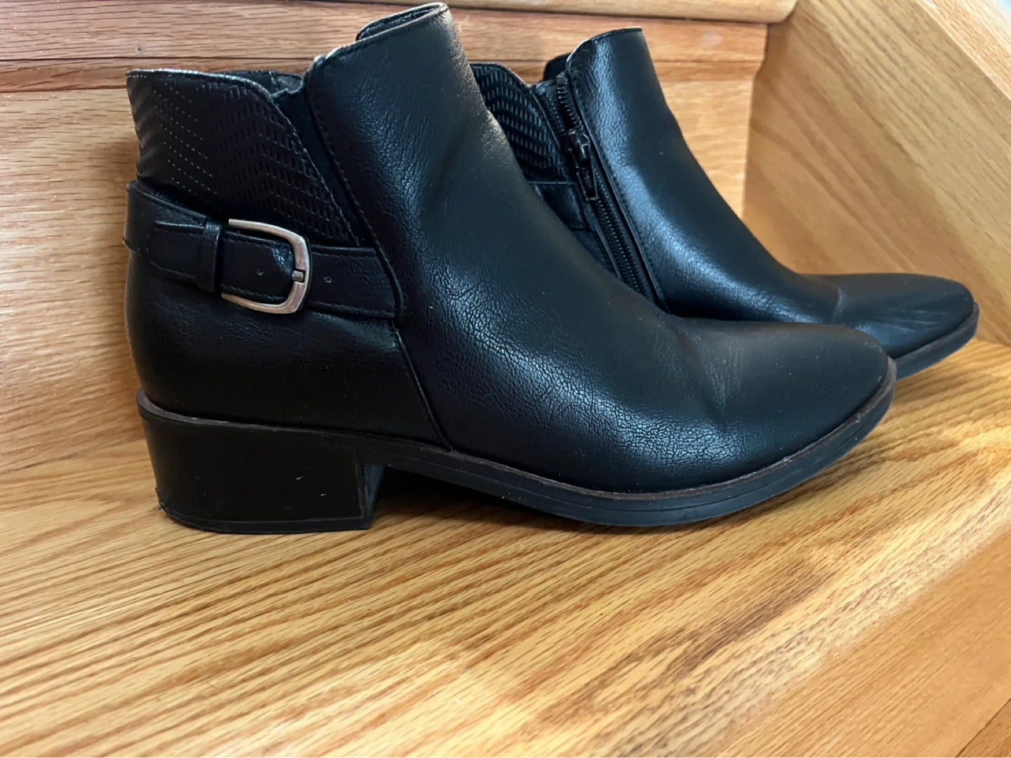 Black Ankle Boots with Buckle Detail