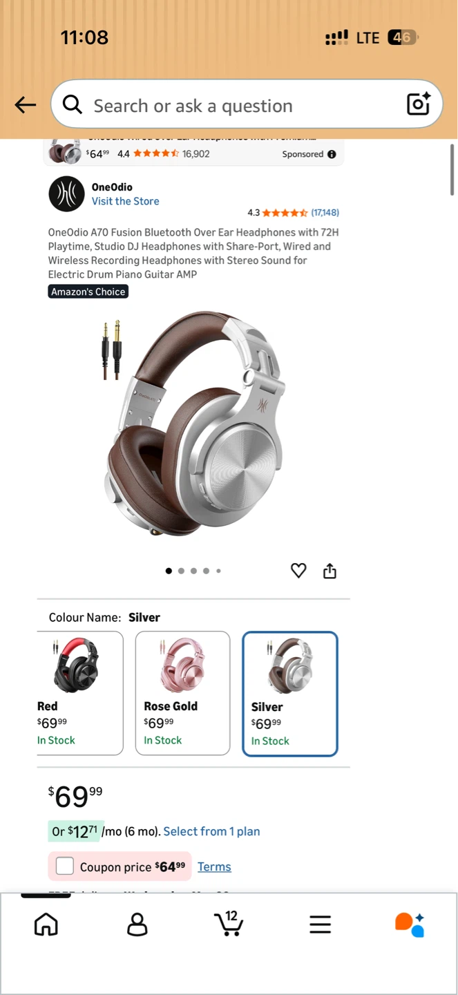 OneOdio Fusion A70 Wireless + DJ Headphones - Silver - photo 3