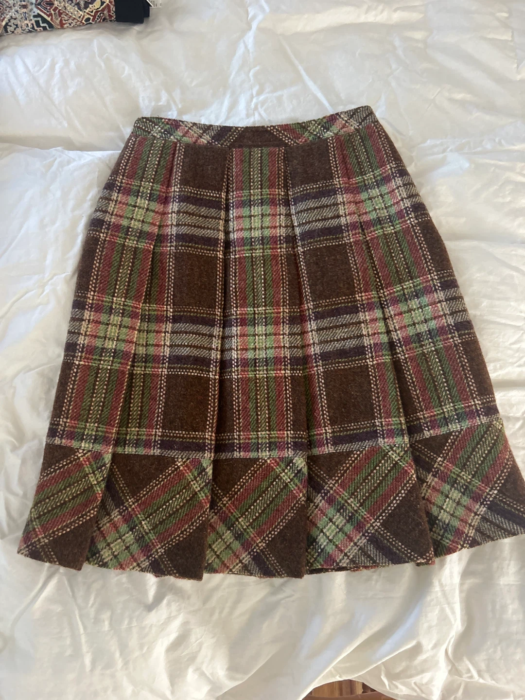 Plaid Pleated Midi Skirt