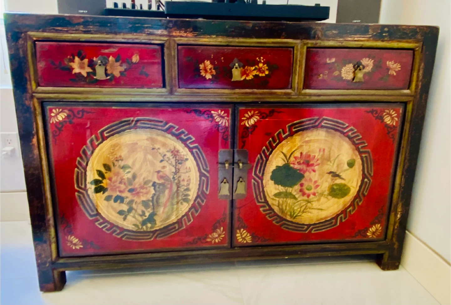 Vintage Hand-Painted Solid Wood cabinet
