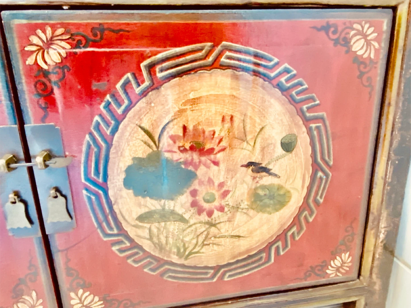 Vintage Hand-Painted Solid Wood cabinet - photo 3