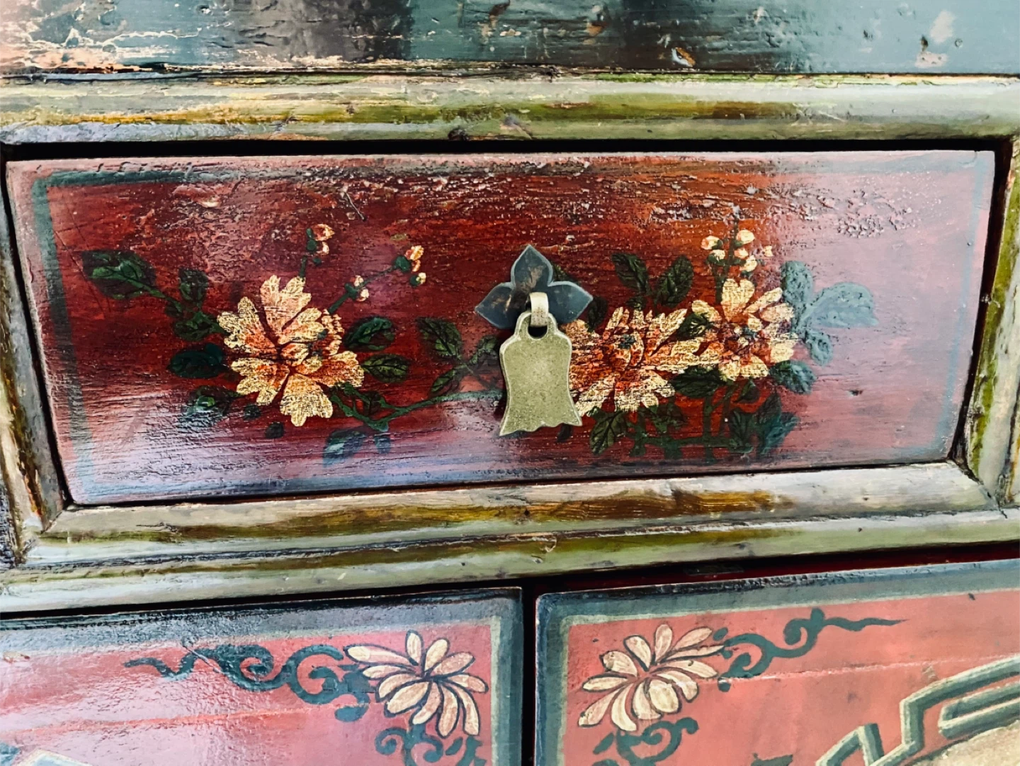 Vintage Hand-Painted Solid Wood cabinet - photo 5