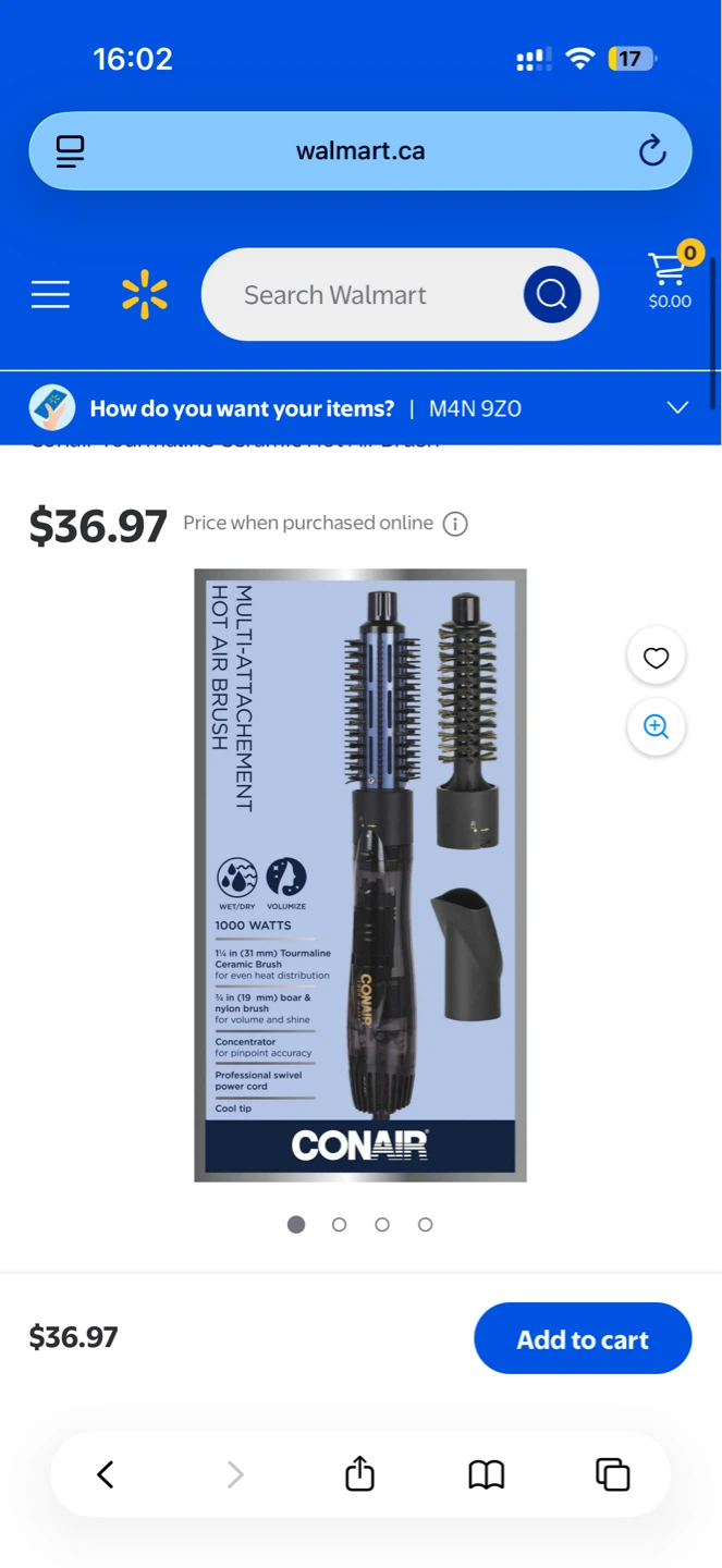 Conair 1000 Watt Hot Air Brush with Multi-Attachment