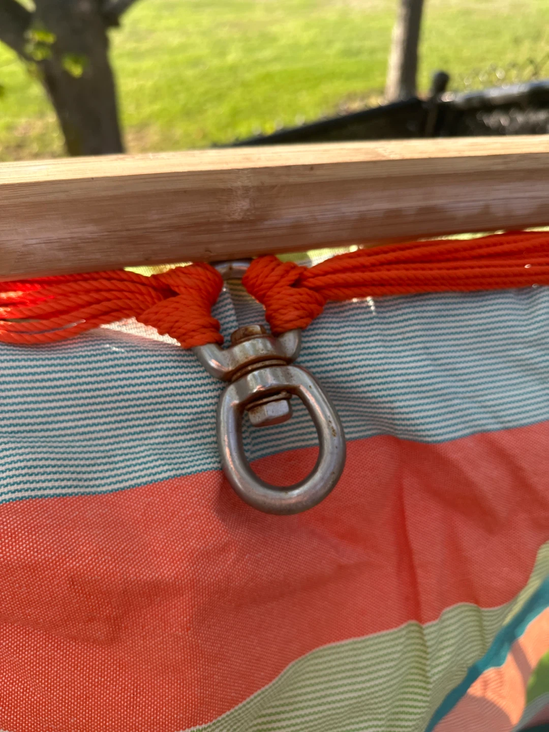 Striped Hammock with Wooden Spreader Bar - photo 2
