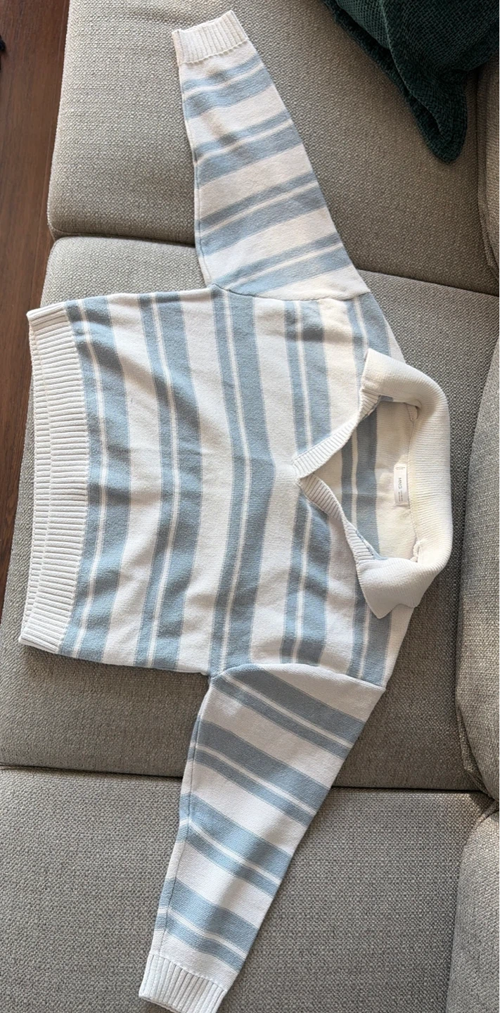 Mango Striped Collared Sweater