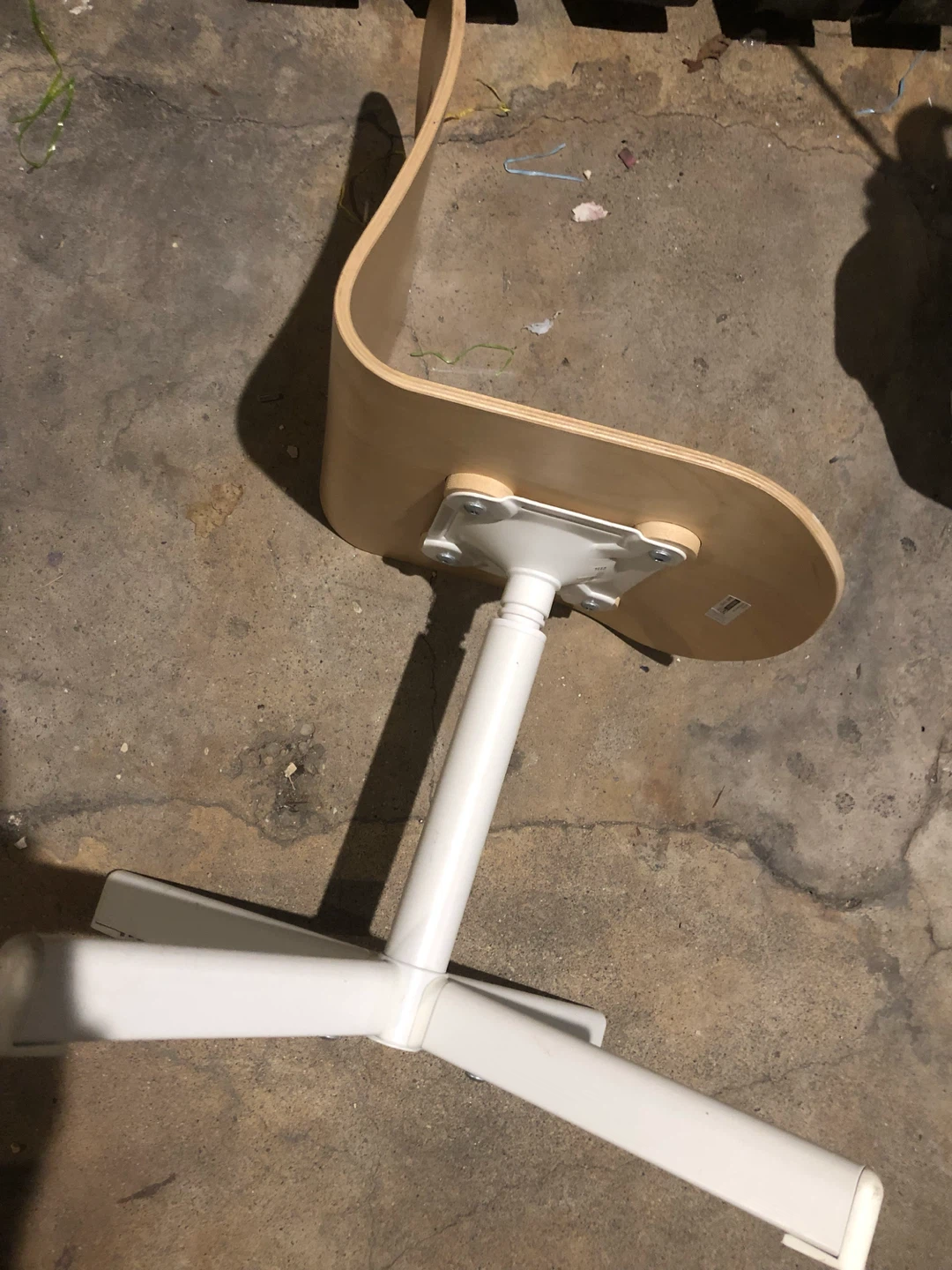 Wooden Swivel Chair with White Base