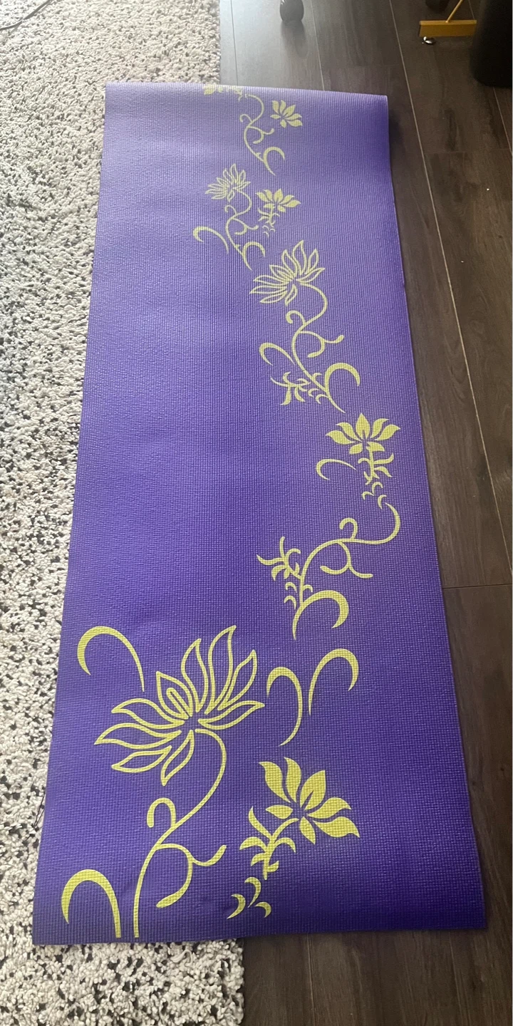Purple Yoga Mat with Floral Design