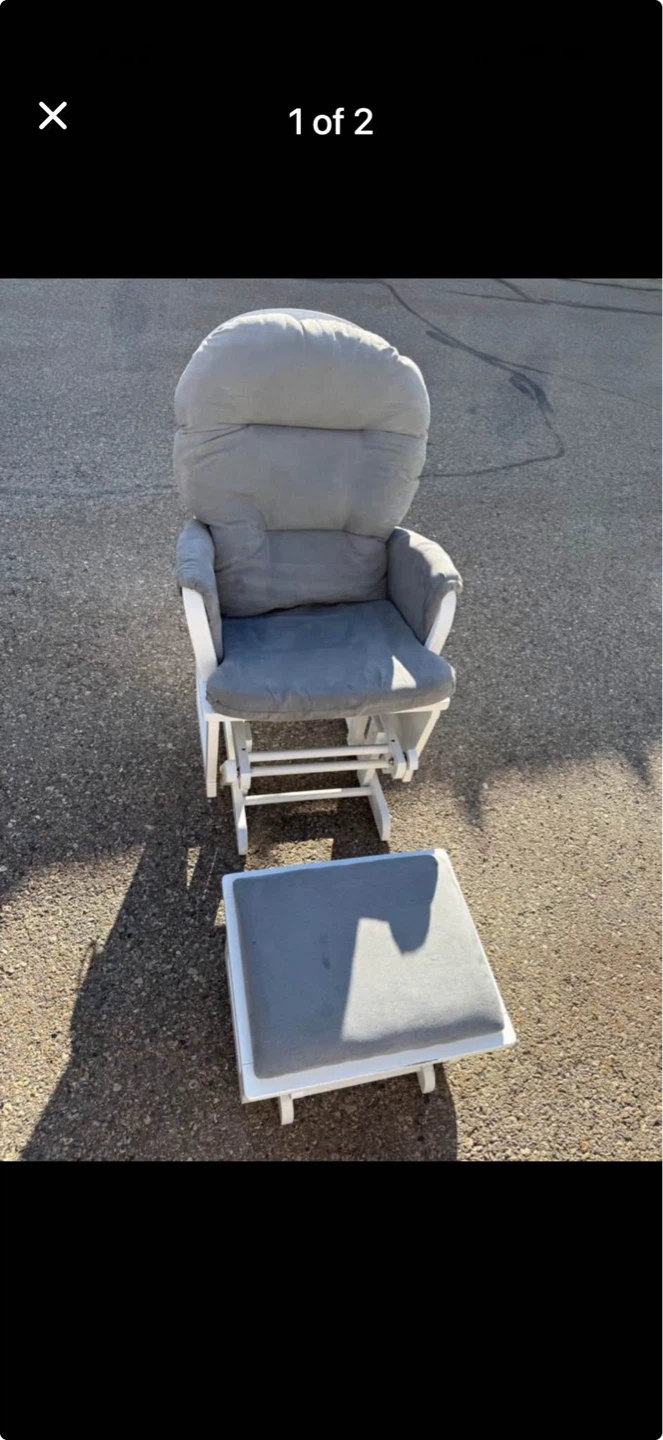 White Glider Chair with Ottoman