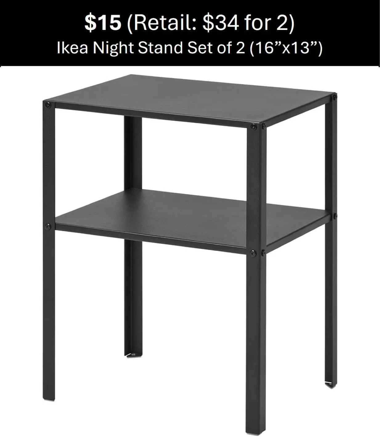 Ikea Night Stand Set of 2 (16"x13")