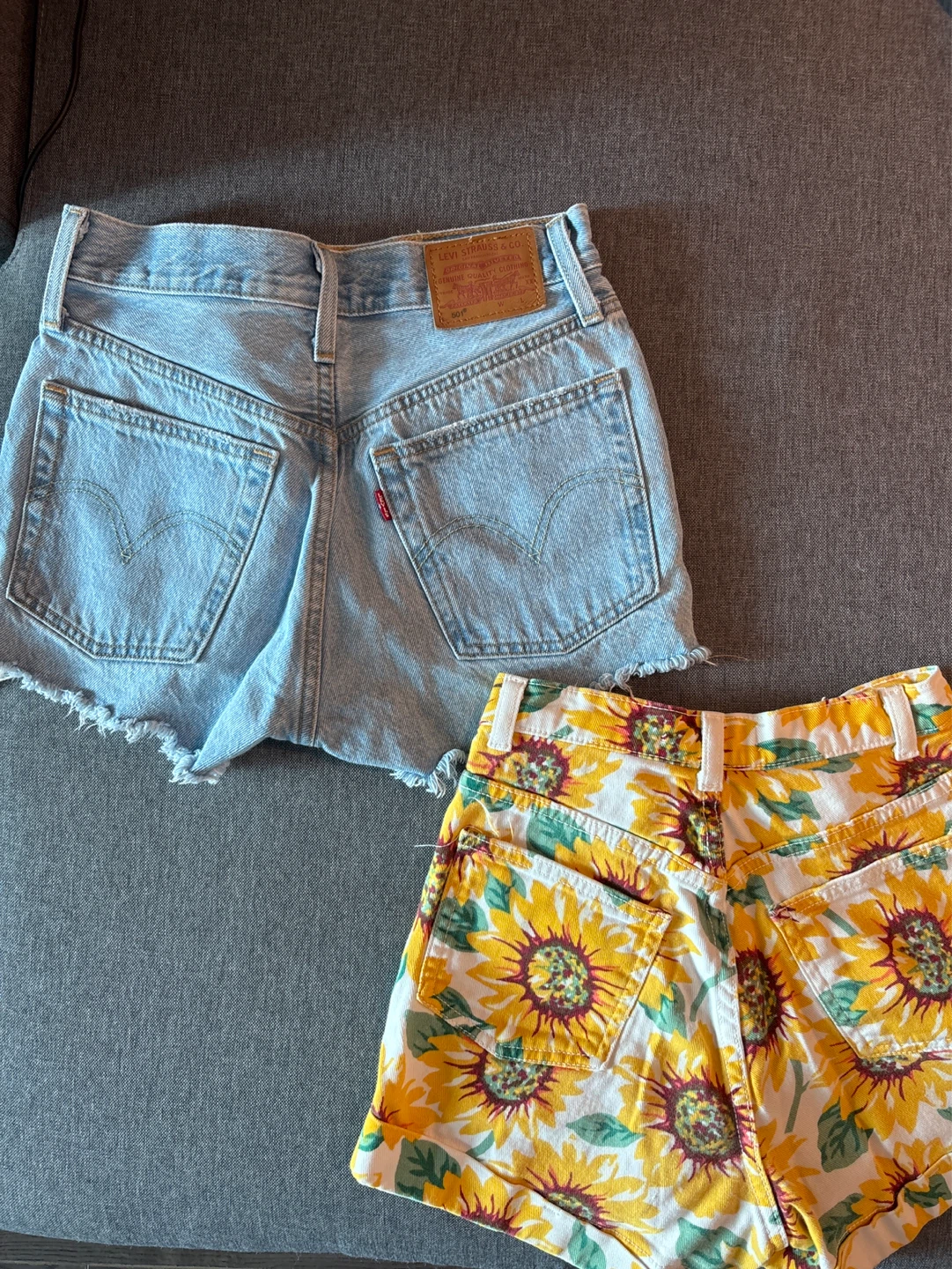 Levi's Denim Shorts & American Apparel Sunflower Shorts Bundle - photo 2