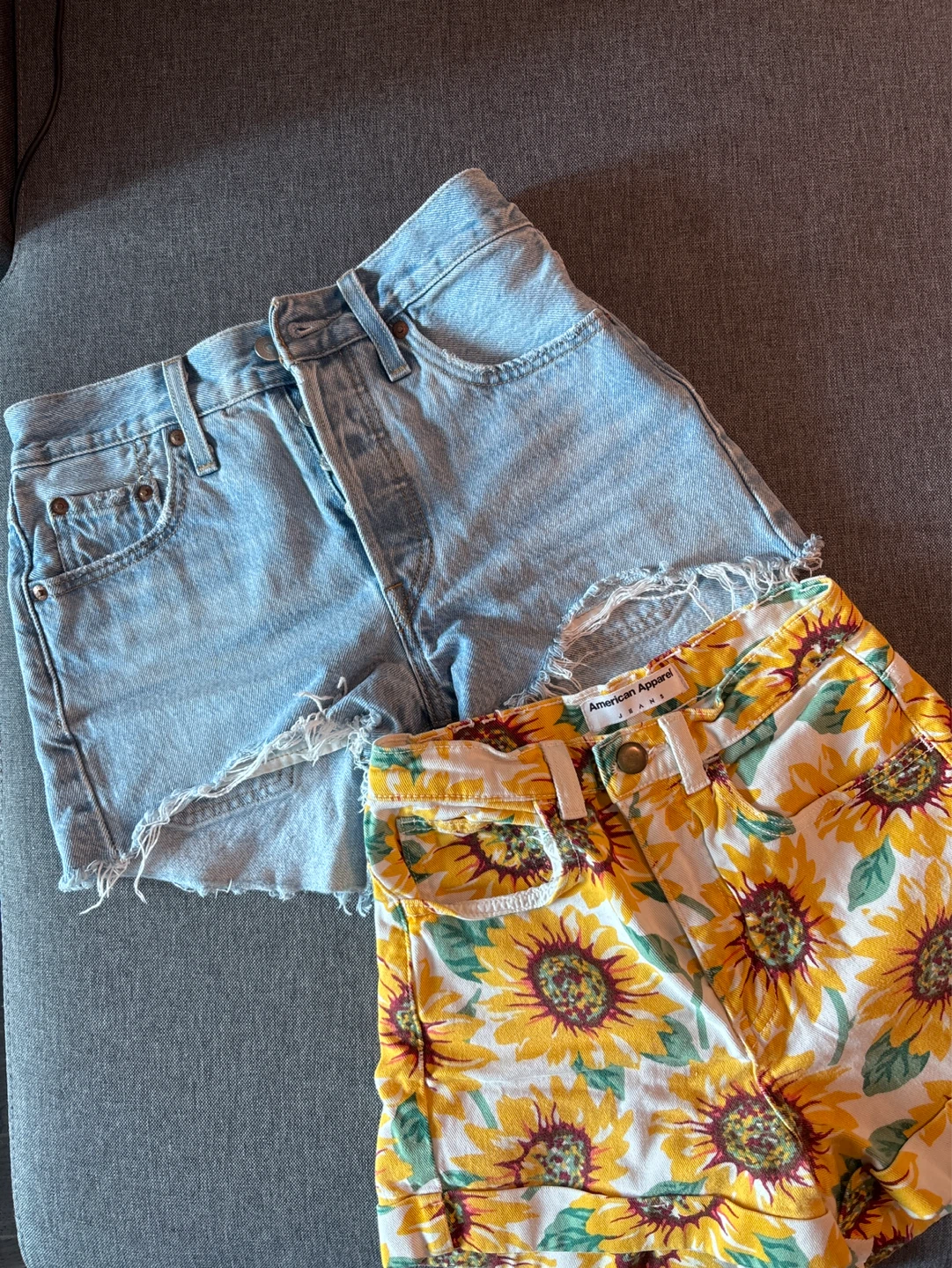 Levi's Denim Shorts & American Apparel Sunflower Shorts Bundle