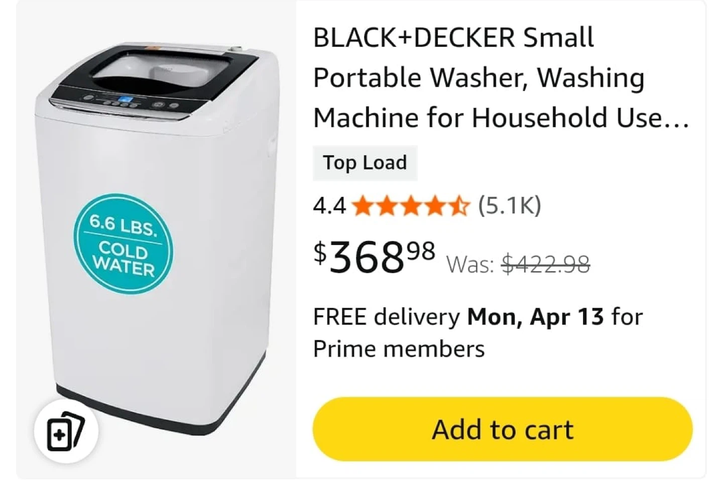👕 BLACK+DECKER 0.9 cu. ft. Portable Washer - 6.6lbs Capacity - photo 5