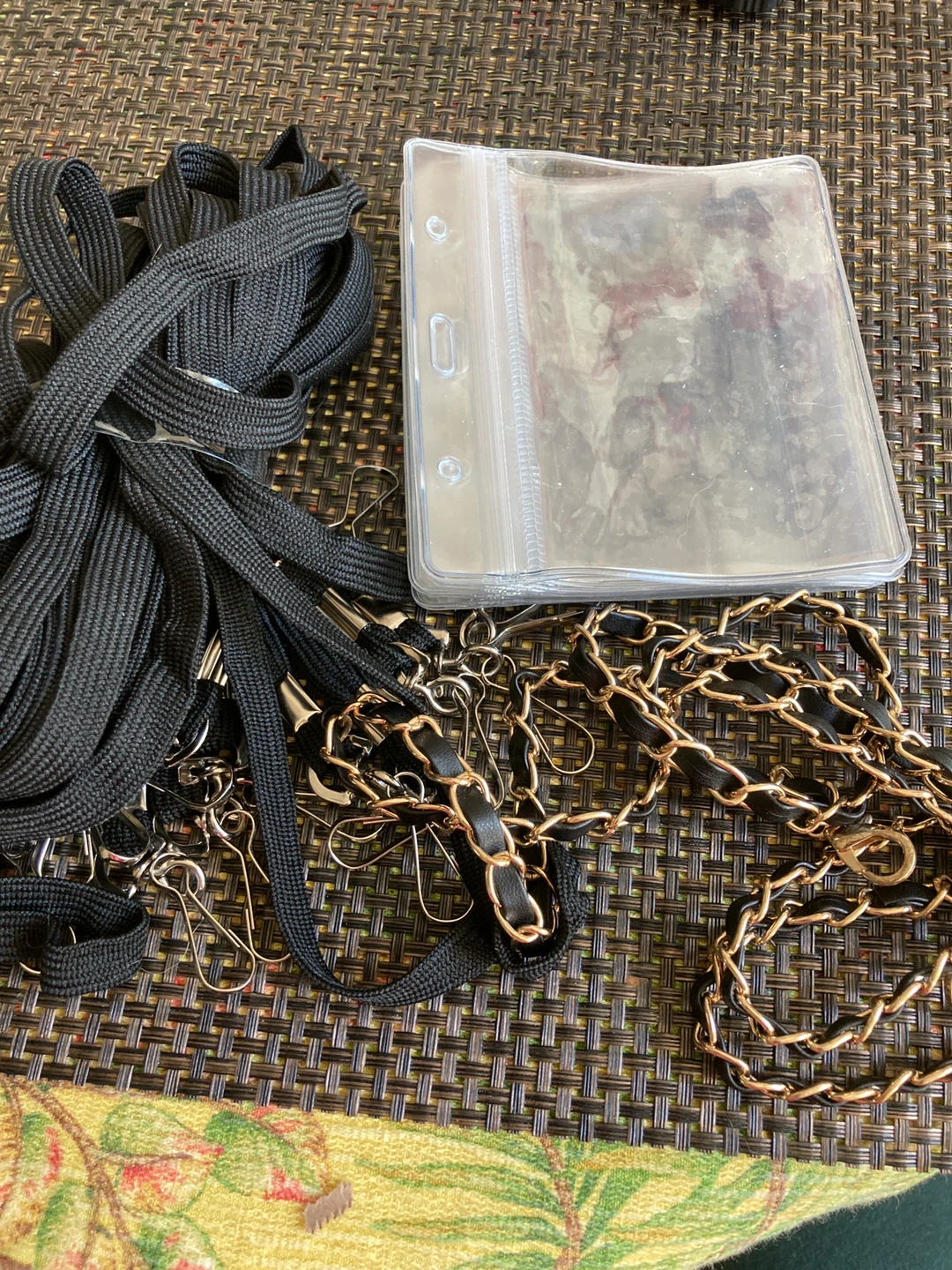 Black Lanyards and Gold Chain Strap with Card Holders