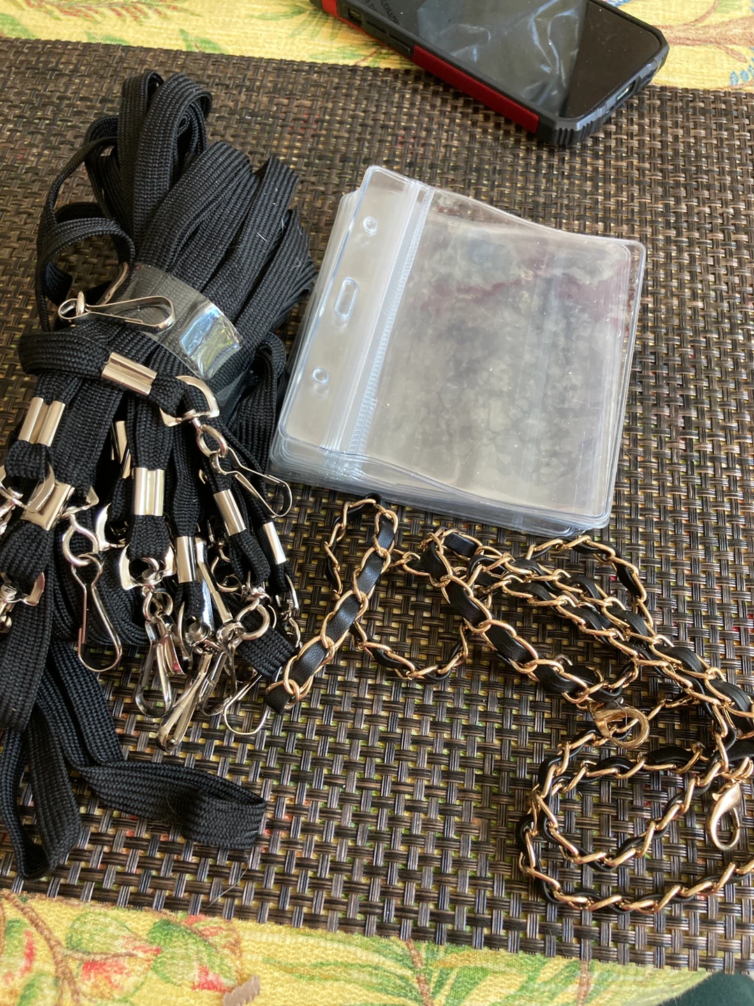 Black Lanyards and Gold Chain Strap with Card Holders - photo 2