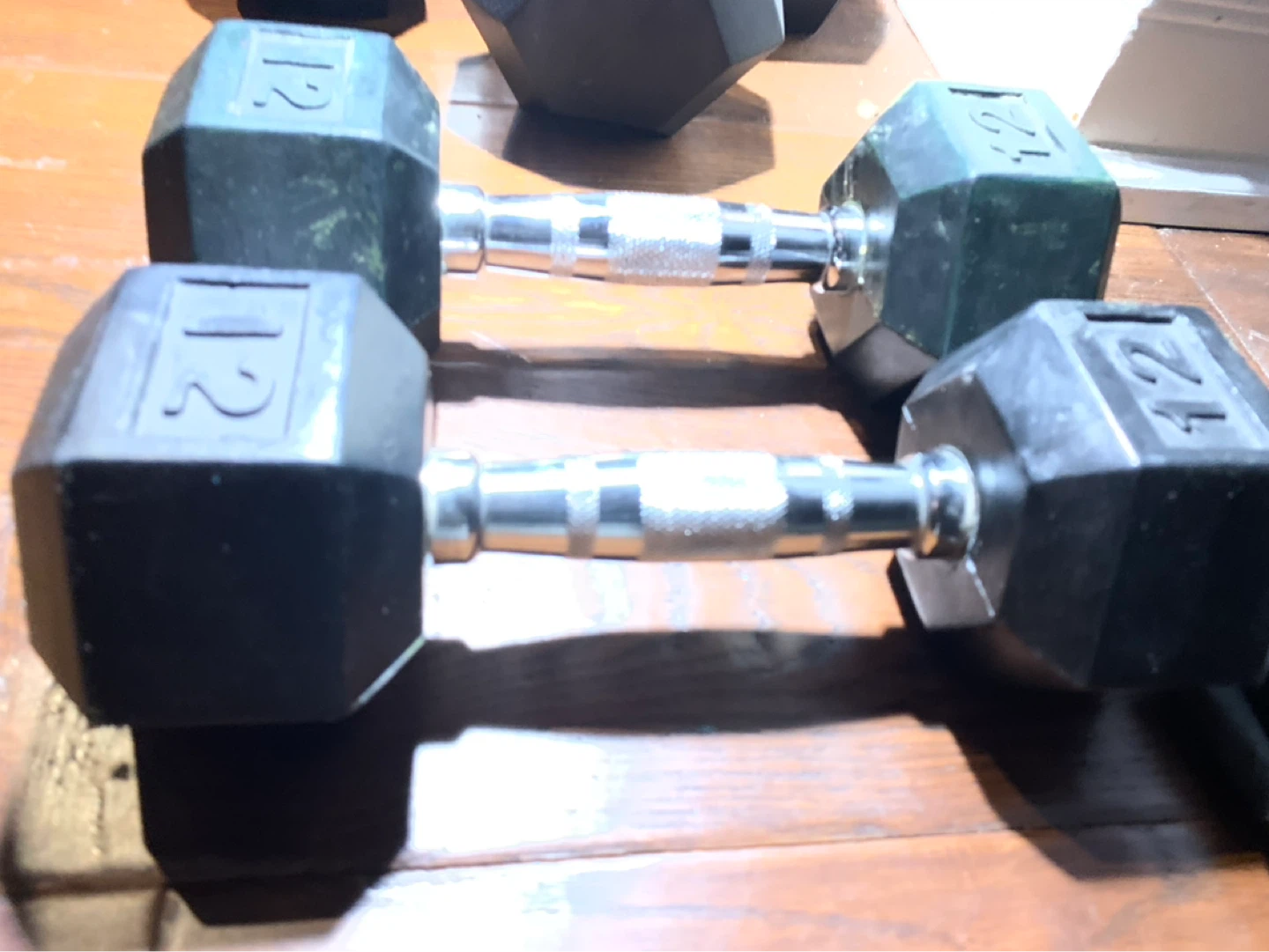 Pair of 12lb Hex Dumbbells - photo 2
