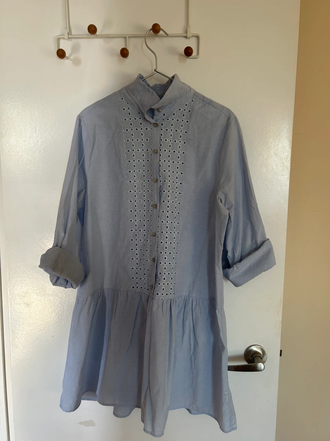 Light Blue Embroidered Mini Dress
