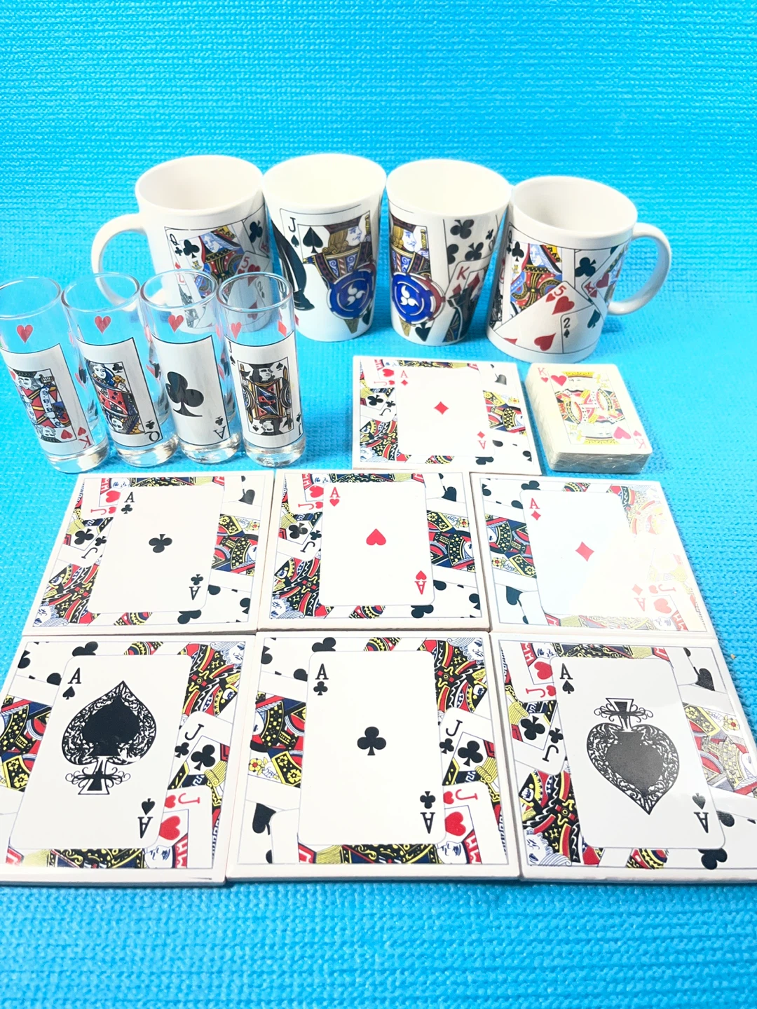16-Piece Poker / Casino Night Novelty Drinkware & Card Set