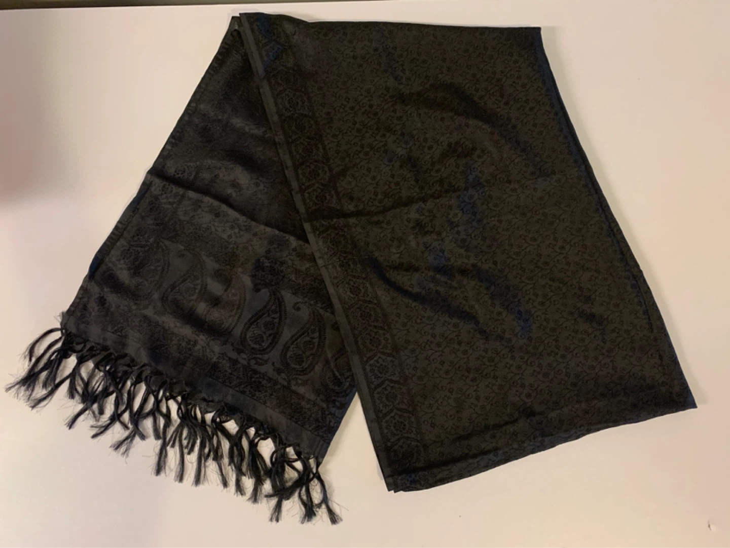 UNICEF Black Silk Paisley Scarf