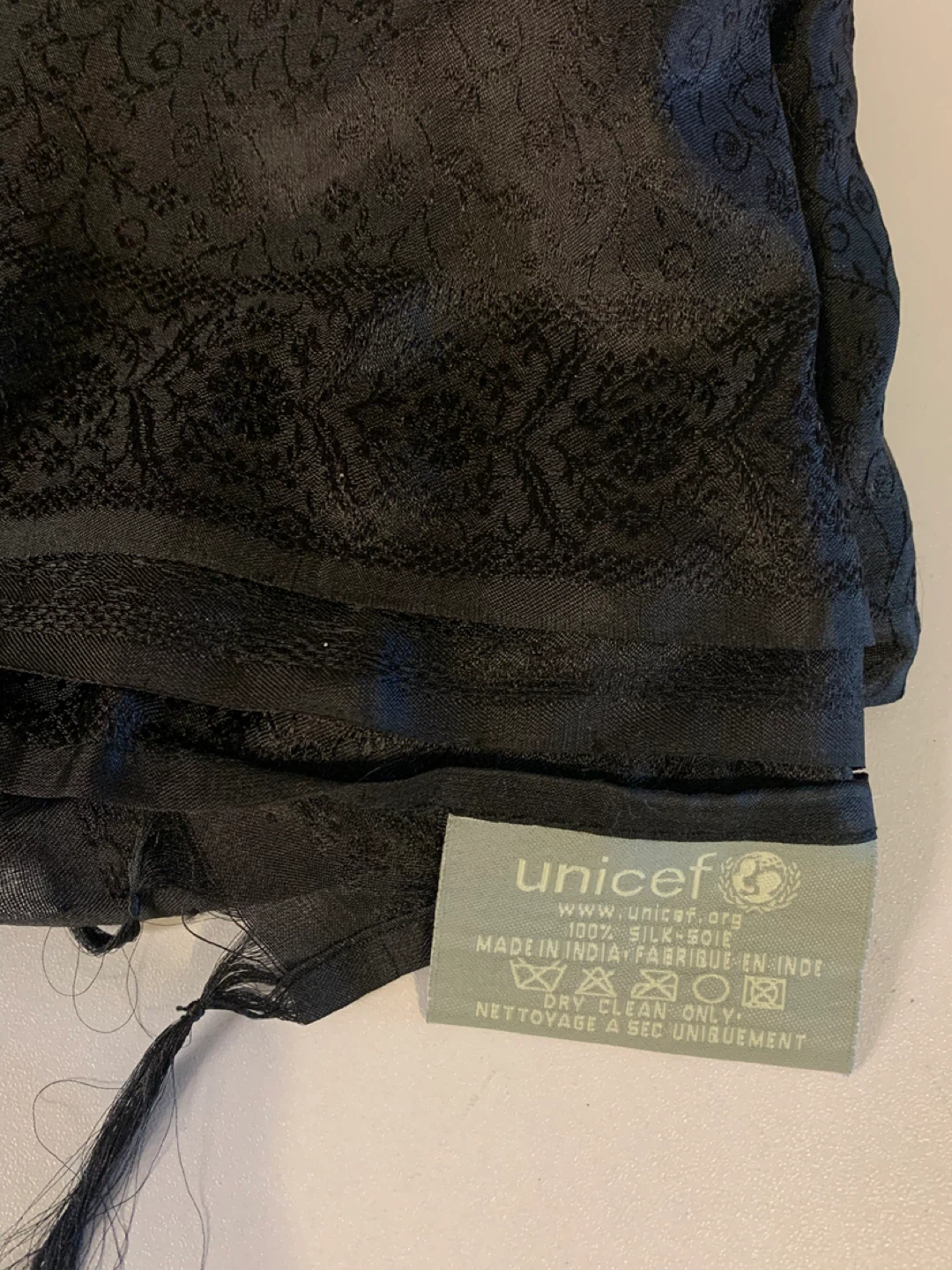 UNICEF Black Silk Paisley Scarf - photo 3
