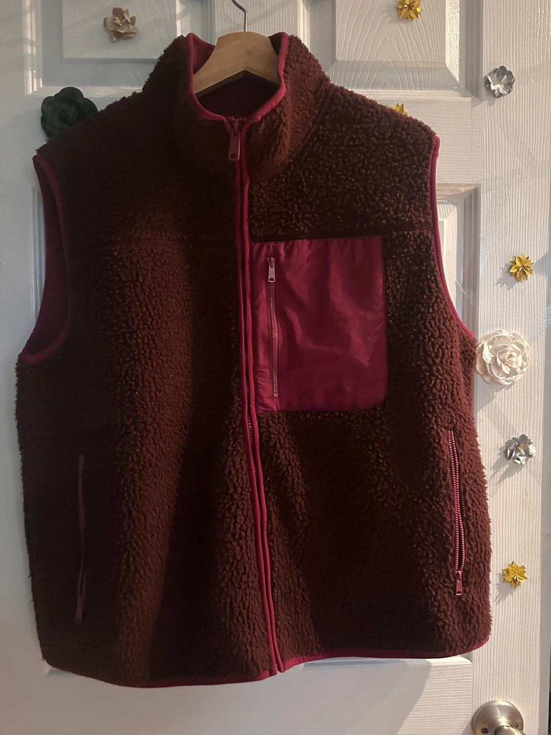 Eddie Bauer Women's Fleece Vest XL Burgundy