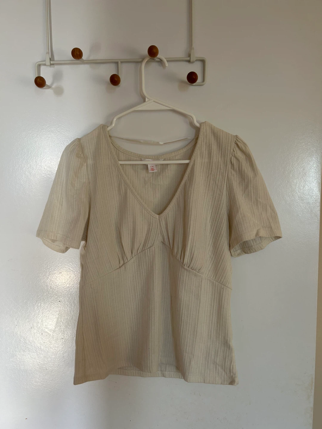Women's Cream Puff Sleeve V-Neck Top
